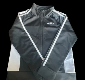 Adidas Black Full-Zip Track Jacket W/ Pockets Size 7/8 - Picture 1 of 3