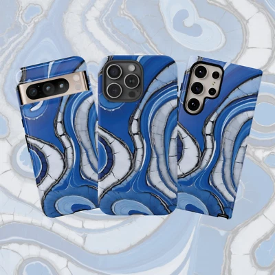 Blue Abstract Phone Case x iPhone, Samsung, Google Pixel - Glossy & Matte Cover - Image 1 of 4