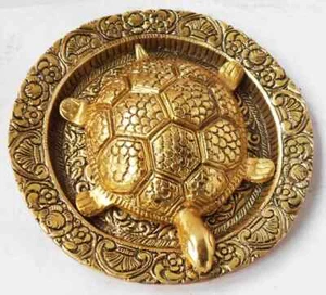 Tortoise Statue With Glass Plate Showpiece For Vastu Feng Sui Kachua Yantra 6 in - Picture 1 of 2