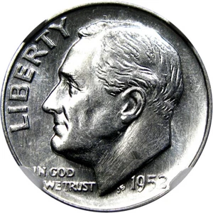 1952-S 10C NGC MS66* (NGC STAR) ROOSEVELT ~ PQ ~ LOOKS PL & BORDERLINE FT! - Picture 1 of 4