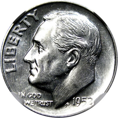 1952-S 10C NGC MS66* (NGC STAR) ROOSEVELT ~ PQ ~ LOOKS PL & BORDERLINE FT! - Image 1 of 4