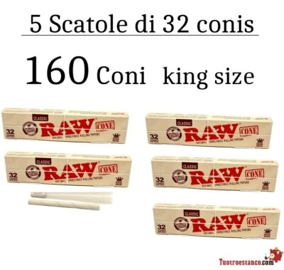 PACK: 5 coni raw 32u King Size- 160 CONI