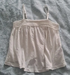 Marks & Spencer M&S Kids girl's white cotton camisole summer top age 8-9 BNWT - Picture 1 of 3