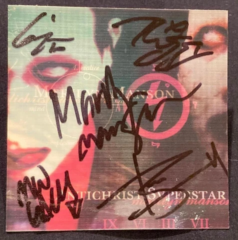 MARILYN MANSON BAND SIGNED AUTOGRAPH ANTICHRIST SUPERSTAR PROMO STICKER RARE Cover