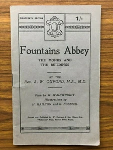 Fountains Abbey: The Monks and the Buildings - A.W. Oxford 1956 Pocketbook - Picture 1 of 3