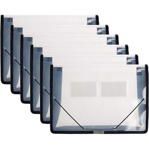 6 Pack Plastic Expanding File Wallet Document Organizer with Flap and Cord Cl... - Picture 1 of 7