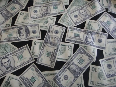 Impresión de dinero Pleasures & Past Times - Tela de algodón - 1,5 yardas @ 44" con Foto 1 de 3