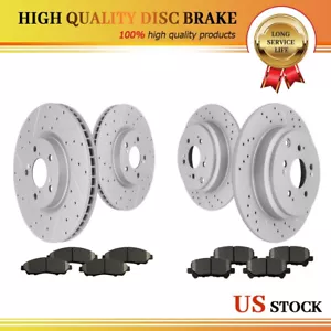 Front + Rear Drilled and Slotted Rotors Brake Pads for Acura MDX ZDX Honda Pilot - Picture 1 of 6