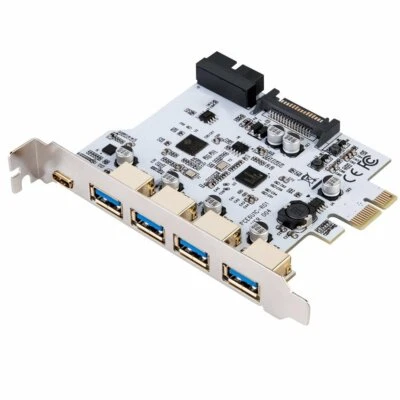 USB 3.0 PCI-E Type C Expansion Card PCI Express PCI-E to USB 3.0 Adapter 5+1Port - Image 1 of 4