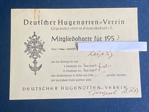 Deutscher Hugenotten Verein Mitgliedskarte für 1953 - Bild 1 von 6