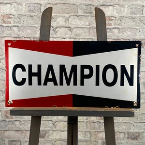 CHAMPION Enamel Sign 23.6x11.8" (60x30cm) Vintage Old Retro Collector Metal Sign - Picture 1 of 18