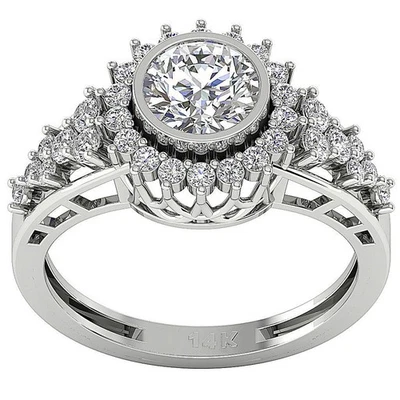 VS F Designer Solitaire Engagement Ring 1.75 Ct Lab Grown Diamond 14K White Gold - Image 1 of 4