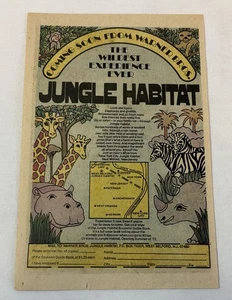 Warner Bros. 1972 DSCHUNGELHABITAT Freizeitpark Anzeigenseite ~ Nilpferd, Giraffen, Zebra - Bild 1 von 1