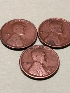 1917p,d,s lincoln cents 3 coins 1 price free shipping - Picture 1 of 3