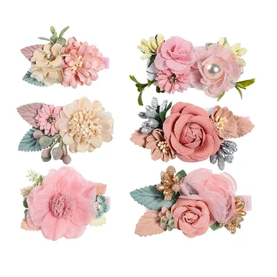 Flower Hair Clip for Girls, 6Pcs Floral Hair Accessories for Baby Toddlers Teen  - Image 1 of 4