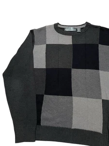 Suéter de Colección Oscar De La Renta Para Hombres XL Gris Negro Colorblock Tejido Pullover - Imagen 1 de 4