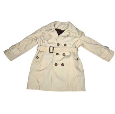 Trench coat vintage masculino cáqui peito duplo com forro com zíper tamanho 5 - Imagem 1 de 4