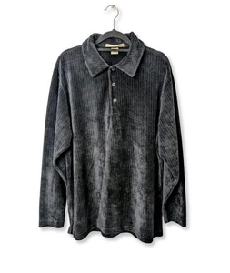Vintage Perry Ellis Mens Polo Shirt Size M Black Velour Retro 90s Long Sleeve  - Bild 1 von 8