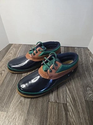 Bass Ontario Thermolite Low Rubber Duck Boot Shoes Womans Size 9M Green Maroon - Image 1 of 4