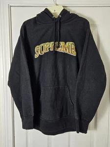 Supreme Hoodie FW16 Metallic Arc Black Size Large Graphic Spellout Logo - Picture 1 of 6