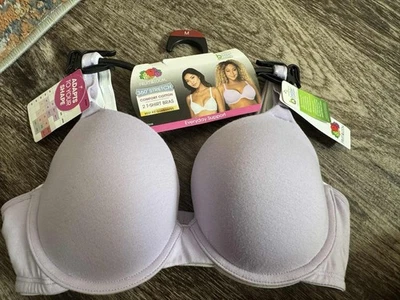 Fruit Of The Loom Womens T-Shirt Bra M Size 2 Pack Lilac White Full Coverage - Image 1 of 2