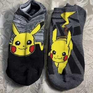 SOCKS POKÉMON PIKACHU Girl Boy NEW 2PAIR No Show M/L Catch Them All 6-9yr KIDS - Picture 1 of 6
