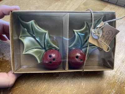 New Mud Pie Home Holly Berries Christmas Salt and Pepper Set - Image 1 of 4