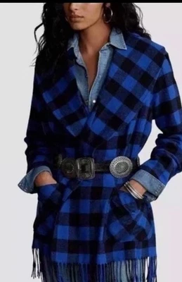 88 NUEVO CON ETIQUETAS Polo Ralph Lauren Flecos Cinturón Chaqueta Cuadros Envoltura L Cárdigan Suéter Foto 1 de 4