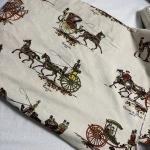 Vintage Fabric All Vat Color Cloth Preshrunk Horse Carriage 3+ yards - Picture 1 of 13