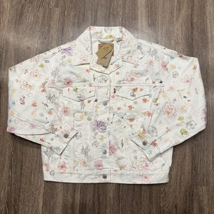 Chaqueta de mezclilla Levi’s blanca Trucker estampado floral alien para mujer mediana - Imagen 1 de 7