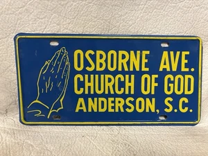 Osborne Ave Church Of God Booster License Plate ~ Anderson South Carolina - Picture 1 of 2