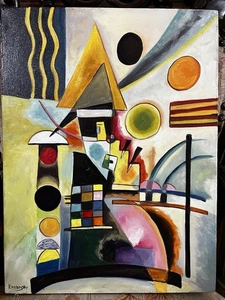 Wassily Kandinsky - Amazing Oil Canvas - Signed - Stamped - A1 - Abstract Style - Picture 1 of 7