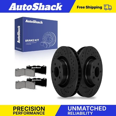 Front Drilled Slotted Brake Rotors Ceramic Pads for 2015-2020 Ford Mustang - Image 1 of 2