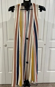 SISTERS Colorful Striped Long Knit Vest Boho Size S/M - Picture 1 of 6