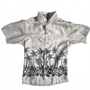 Sideout Hawaiian Shirt Boys Small 8 Short Sleeve Button Up Palm Trees Floral - Picture 1 of 6