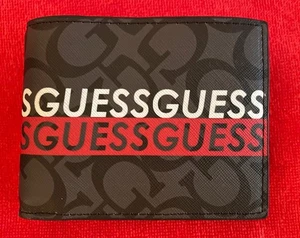 GUESS Men's Bifold Logo Card Case Wallet, Black/Red/White, NWT! - Picture 1 of 3