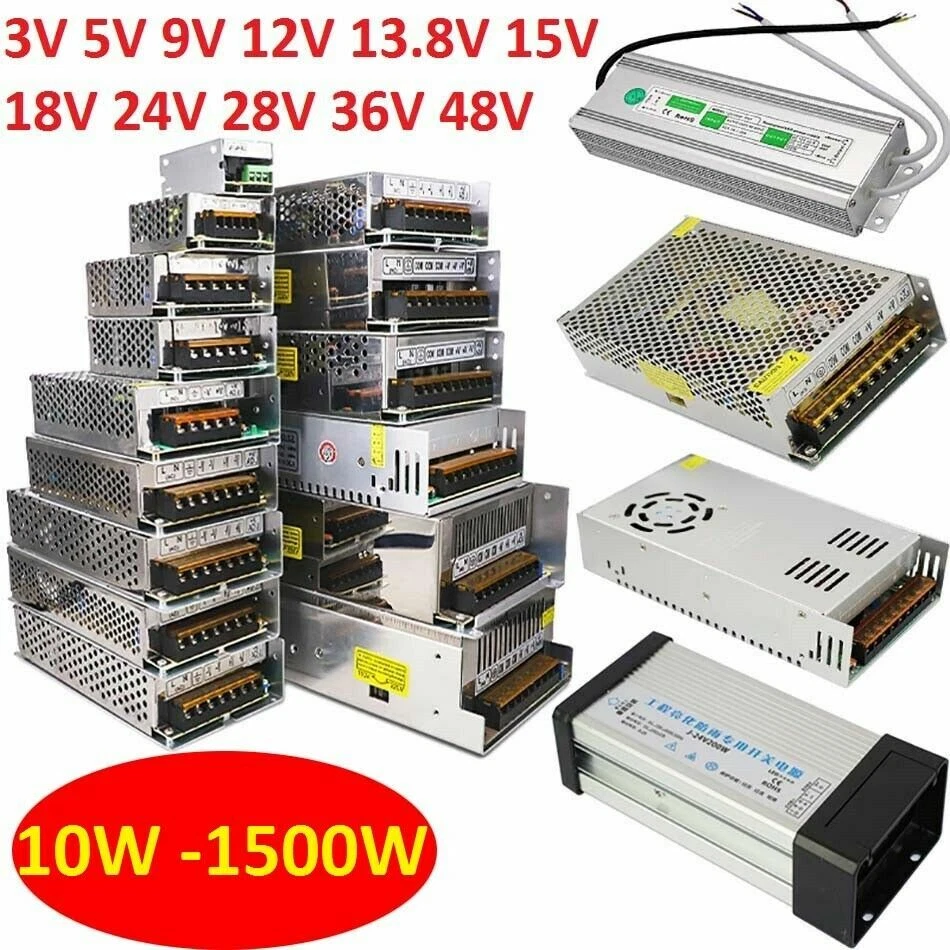 10W to 1500W DC Regulated Switching Power Supply 3V 12V 24V to 48V Universal PSU - Image 1 of 4