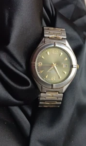 Vtg Men’s Puritan Wristwatch Silver Gold Tone New Battery - Picture 1 of 12