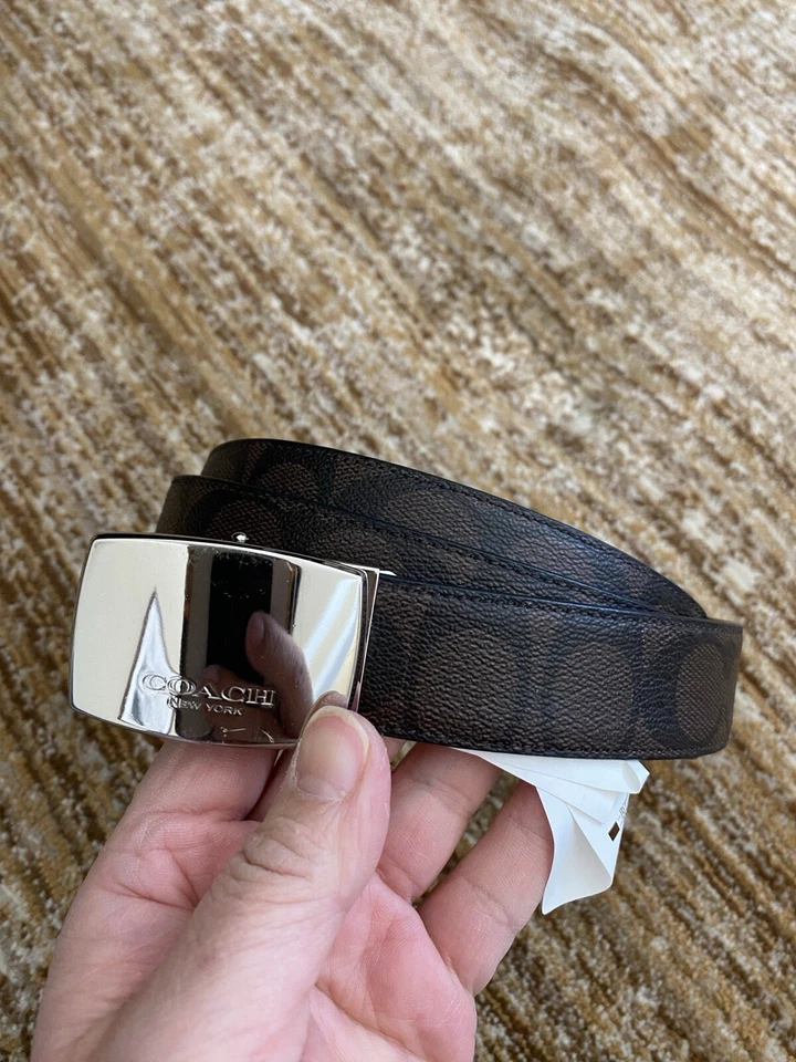 Coach Mens Dress Plaque Cut To Size Reversible Belt In Signature Canvas F64828 - Image 1 of 4