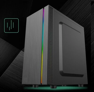 BJG++++Tower Gamer Gaming Pc Gehäuse  M-ATX,Mini-ITX  schwarz mit  LED Streifen - Bild 1 von 4