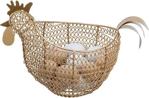 Brass Metal Fresh Egg Gathering Basket, Easter Decor Egg Display Storage Basket - Picture 1 of 7
