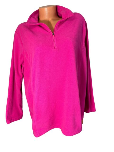 Lands' End Womens XL Hot Pink Pullover Half Zip Fleece Jacket Athleisure  Spring