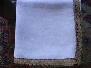 N04 ANCIEN MOUCHOIR linon et dentelle Old linen veil & lace handkerchief - Imagen 1 de 6
