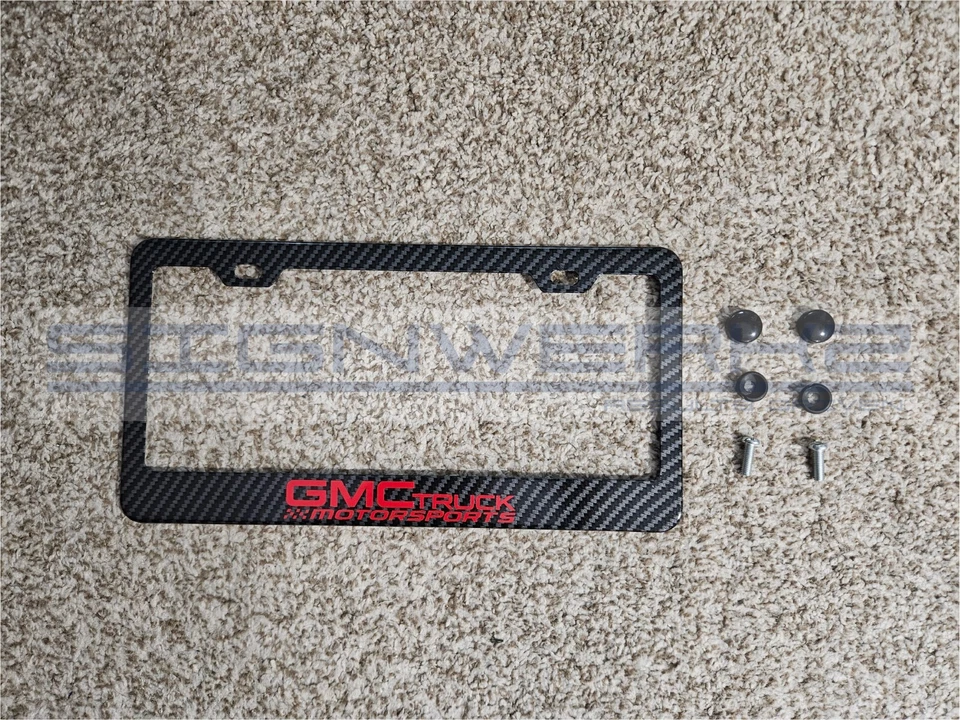 GMC Motorsports CF Printed Pattern Black Aluminum License Plate Frame - Изображение 1 из 1