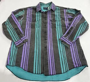 Vintage Wrangler Brushpopper Faded Black 90s Stripe Western Shirt 18-35 XL - Bild 1 von 5