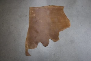 Small Scrap Embossed Grass Cloth Leather Hide Brown Leathercraft DIY #0527 - Picture 1 of 2