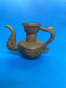 Tibetan Very Ornate Tea Pot Brass Copper Detailed - Picture 1 of 7