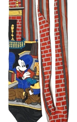 Corbata de Colección Rara Mickey Mouse Plutón Lectura por Chimenea Disney Para Hombres NUEVA Foto 1 de 3