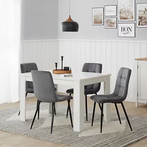 Esstisch mit 4 Stühlen Holz massiv Stühle Grau Tisch 120x80 Weiß Set Homestyle4u - Bild 1 von 12