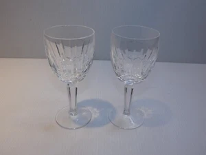 Waterford Crystal Pair Stem Goblets, Diamond/Petal Design - Picture 1 of 7